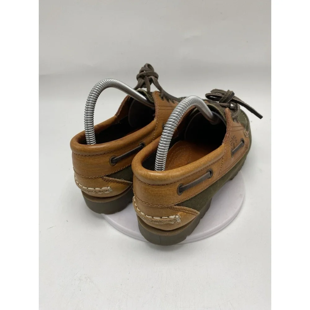 Woodland Boat Shoes Mens US 5 EU 39 3-Eye Green Brown Casual Slip On 4189